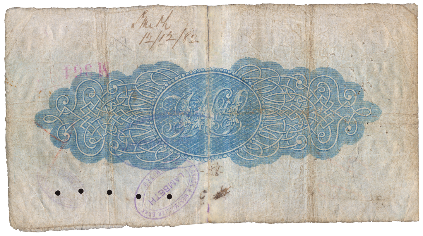 Farnham Bank 18-- £5 banknote Outing 784e