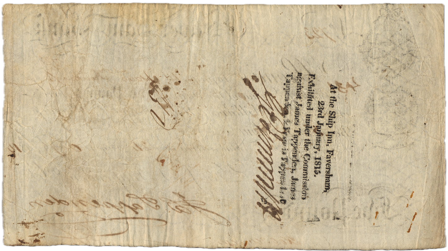 Faversham Bank 1814 £5 banknote Outing 785b