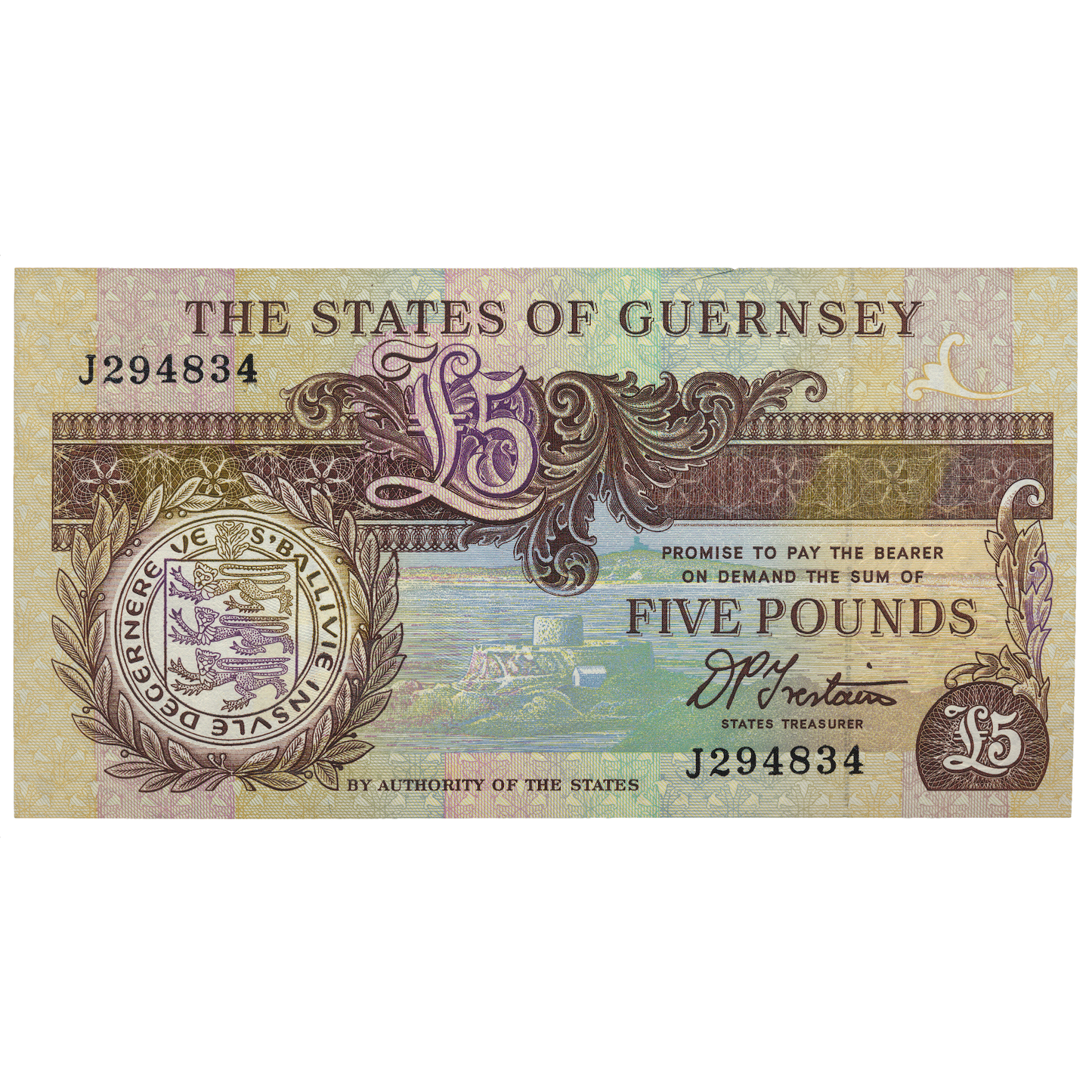 GUERNSEY P.49a GU44b 1991-1996 £5 AUNC