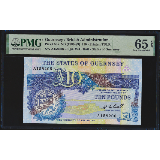 GUERNSEY P.50a GU52a 1980-1990 £10 GEM UNC 65 EPQ