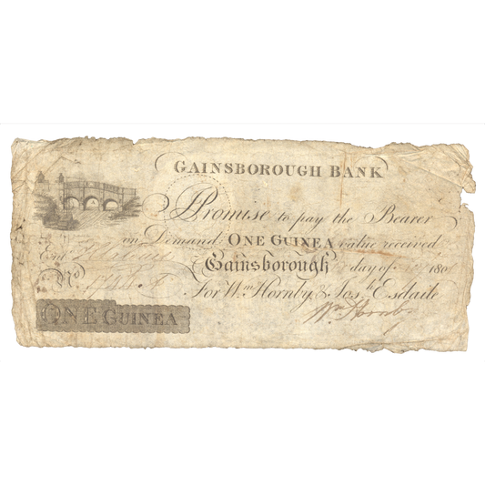 Gainsborough Bank 1801 1 guinea banknote NF Outing 811a