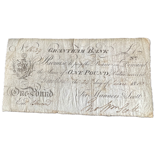 Grantham Bank 1810 £1 banknote Outing 841b