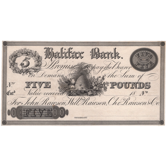 Halifax Bank 18__ £5 proof banknote Out 886c