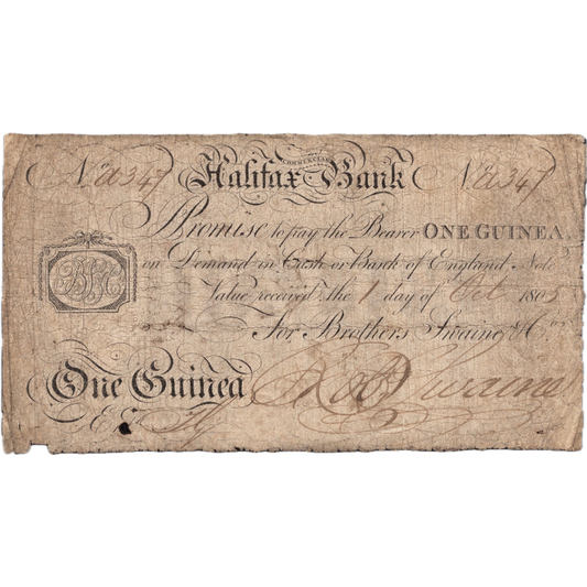 Halifax Commercial Bank 1805 1 Guinea banknote Out 875b