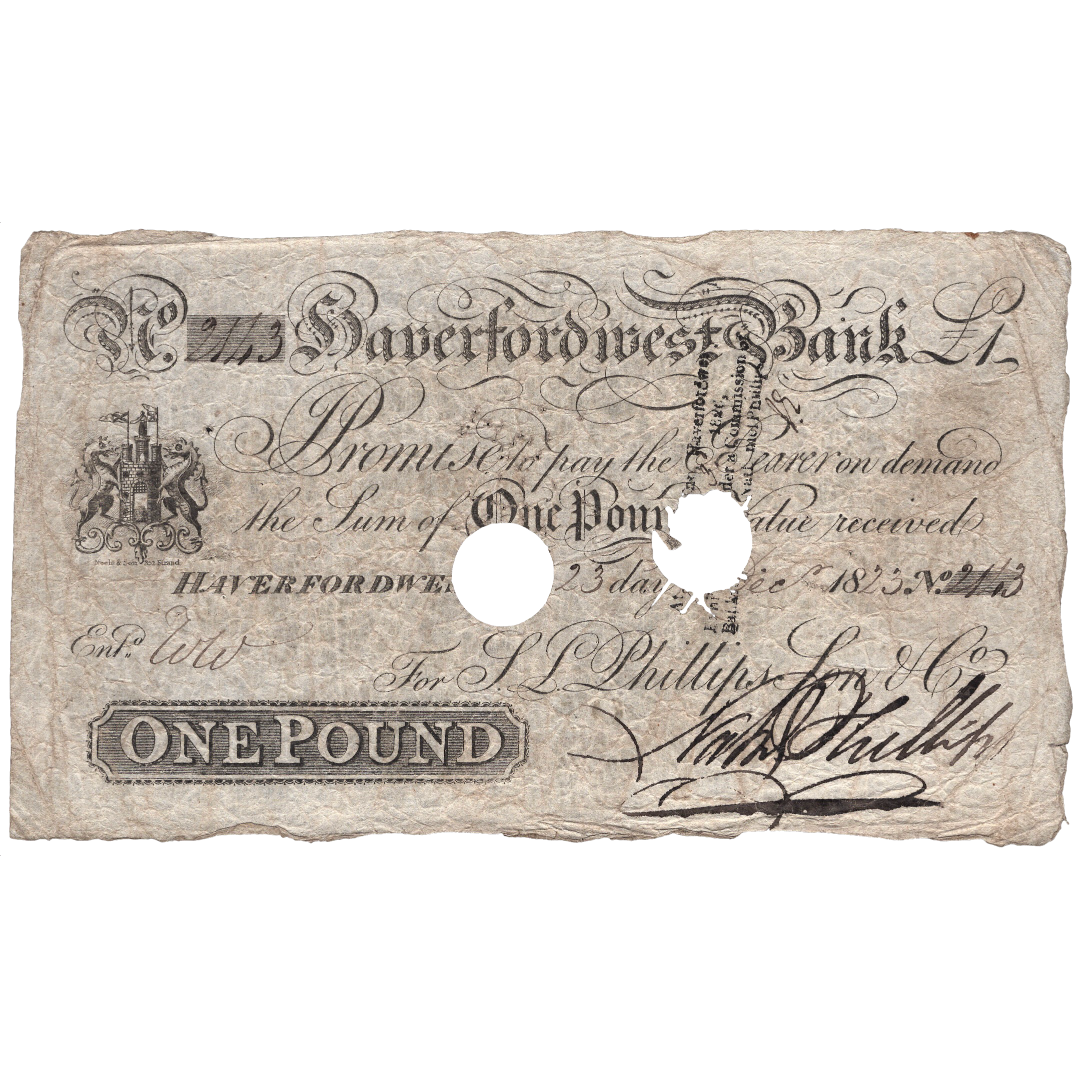 Haverfordwest Bank 1823 £1 banknote Outing 912b