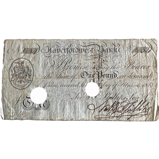 Haverfordwest Bank 1818 £1 banknote Outing 912b