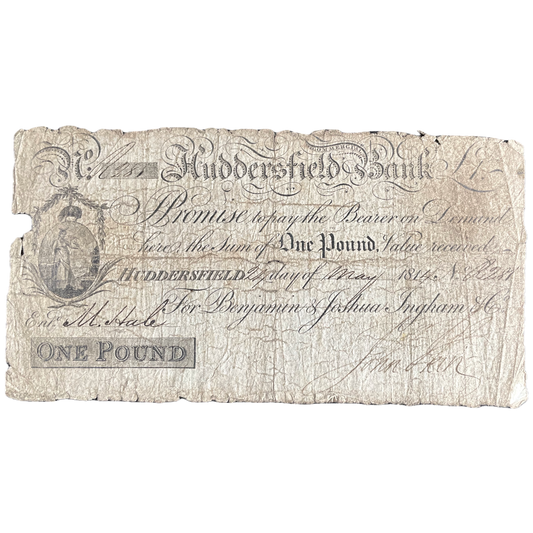 Huddersfield Bank 1814 £1 banknote Outing 1004b