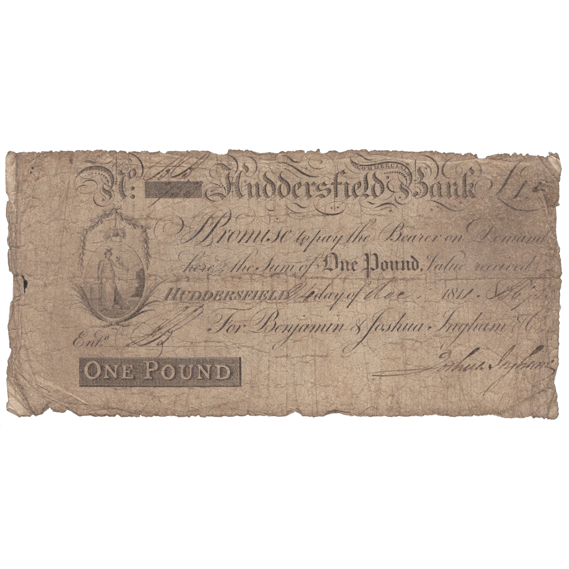 Huddersfield Commercial Bank 1811 £1 banknote Outing 1004b