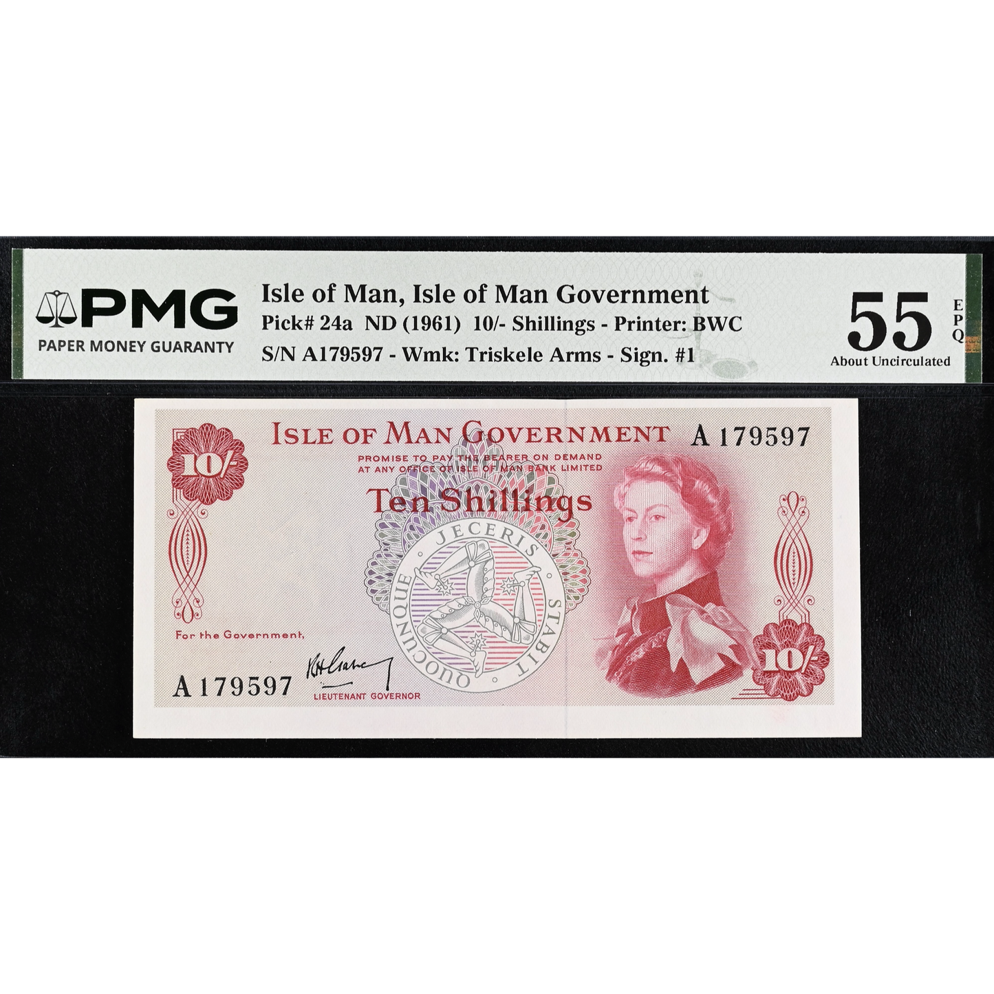 ISLE OF MAN P.24a IM21a 1969-1972 10 shillings A AUNC 55 EPQ