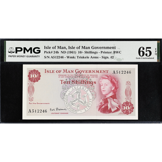 ISLE OF MAN P.24b IM21b 1961-1969 10s Gem UNC 65 EPQ