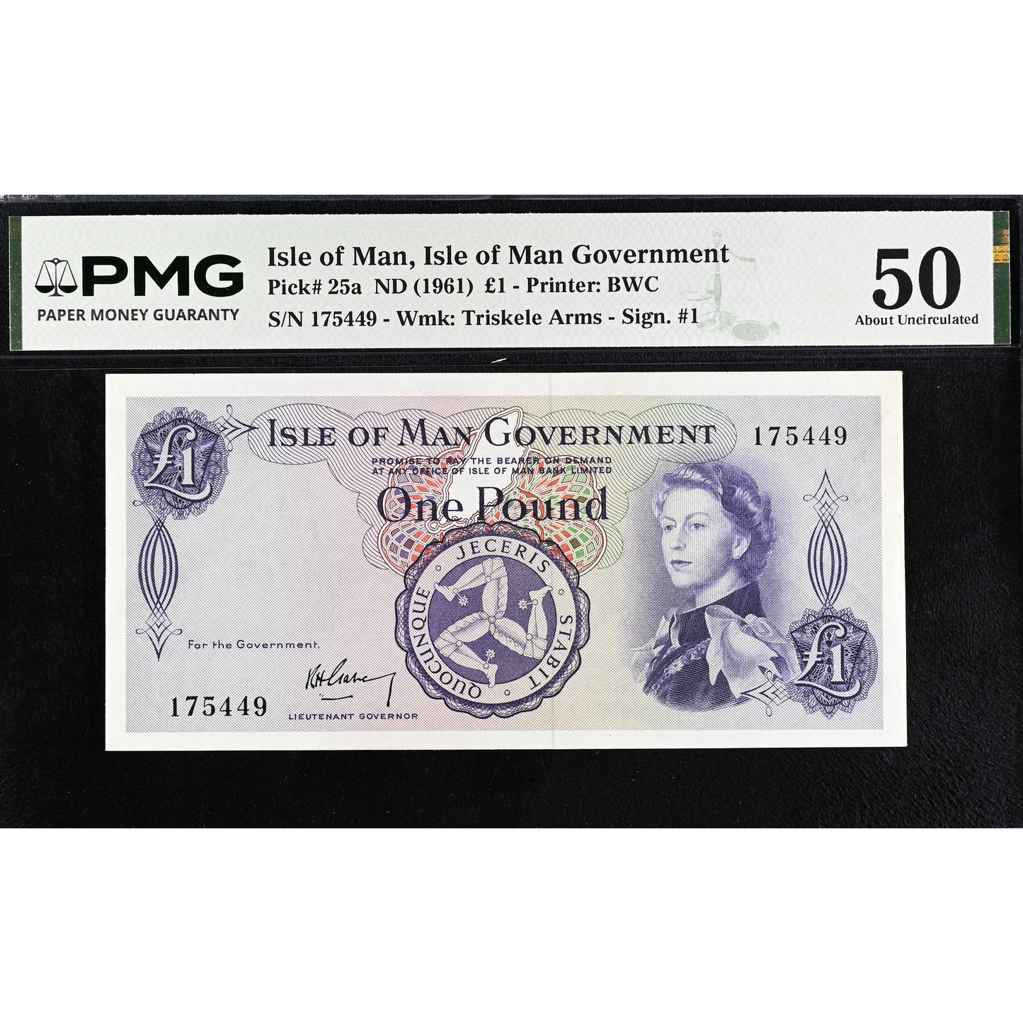 ISLE OF MAN P.25a IM31a 1961-1972 £1 AUNC 50