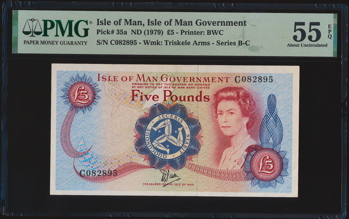 ISLE OF MAN P.35a IM43a 1979-1991 £5 AUNC 55 EPQ