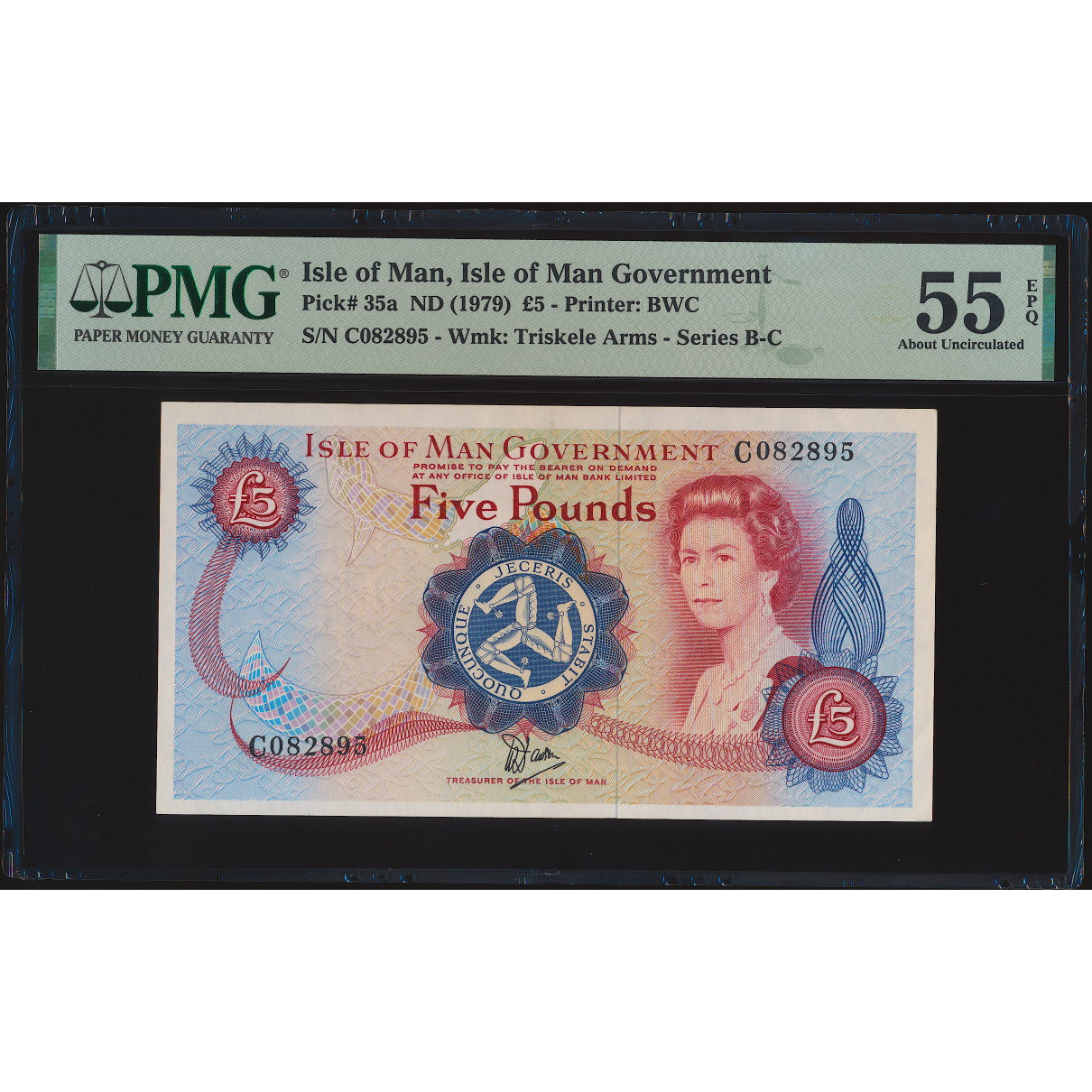 ISLE OF MAN P.35a IM43a 1979-1991 £5 AUNC 55 EPQ