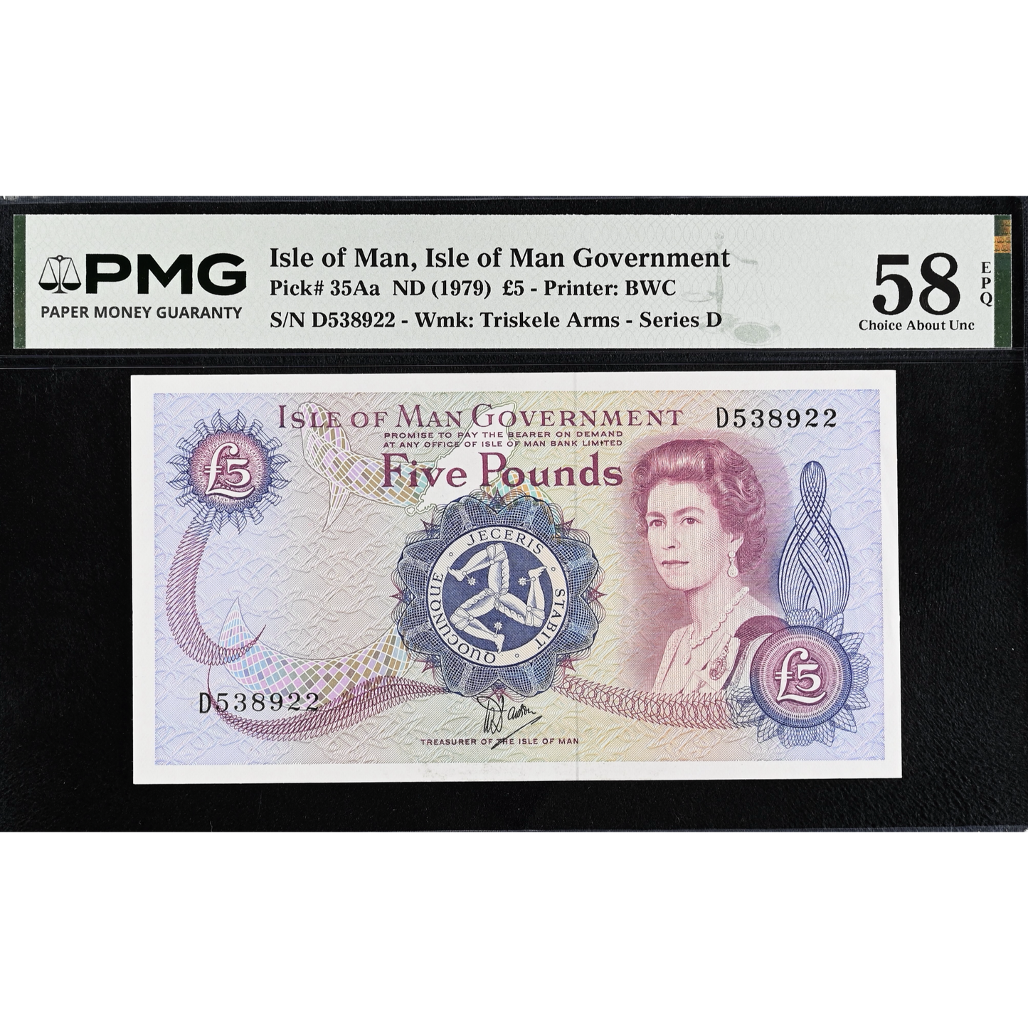 ISLE OF MAN P.35Aa IM43b 1979-1991 £5 Choice AUNC 58 EPQ