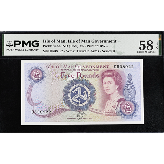 ISLE OF MAN P.35Aa IM43b 1979-1991 £5 Choice AUNC 58 EPQ