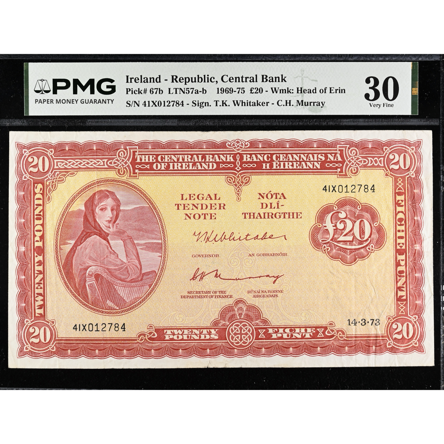 IRELAND P.67b 1973 £20 VF 30