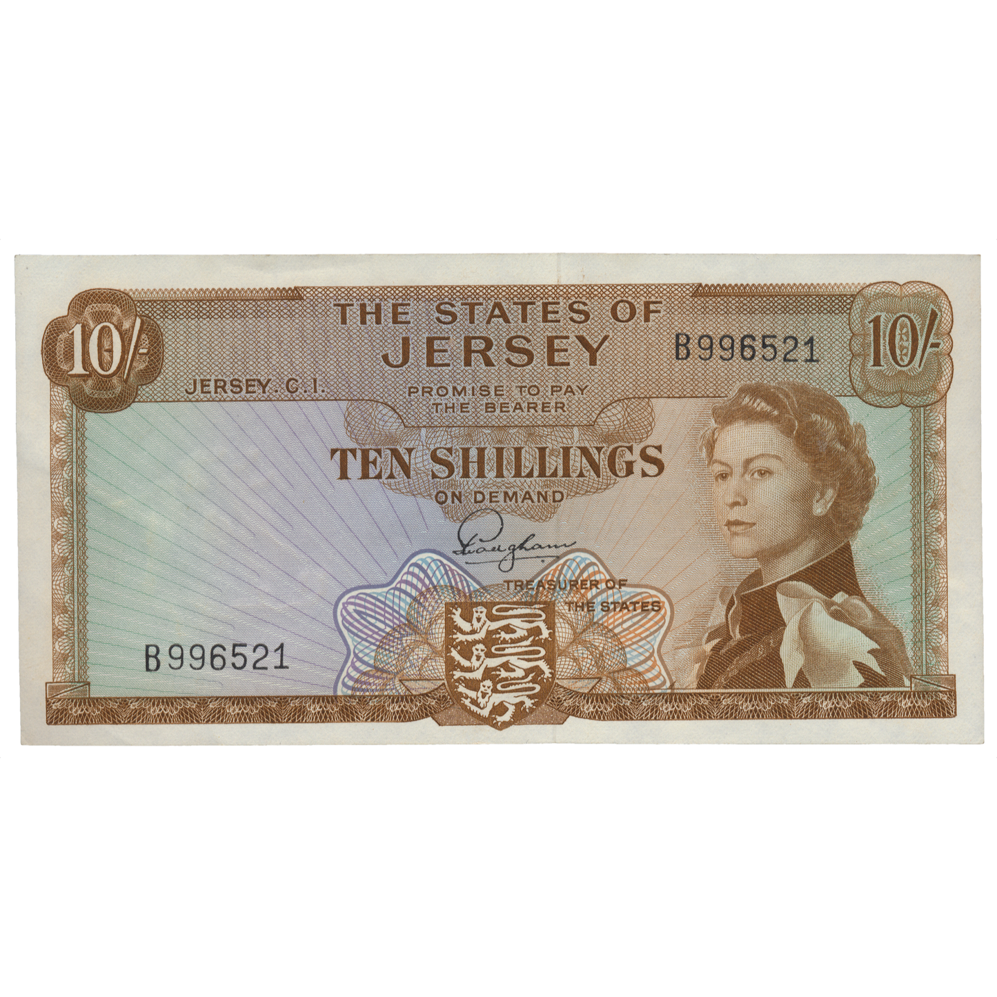 JERSEY P.7a JE10 1963 10 shillings EF