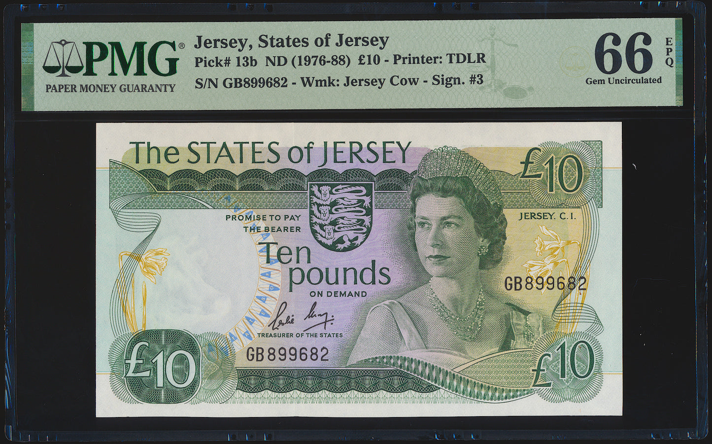 JERSEY P.13b JE32b 1983-1989 £10 GEM UNC 66 EPQ