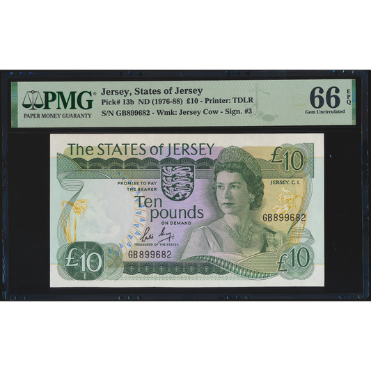 JERSEY P.13b JE32b 1983-1989 £10 GEM UNC 66 EPQ