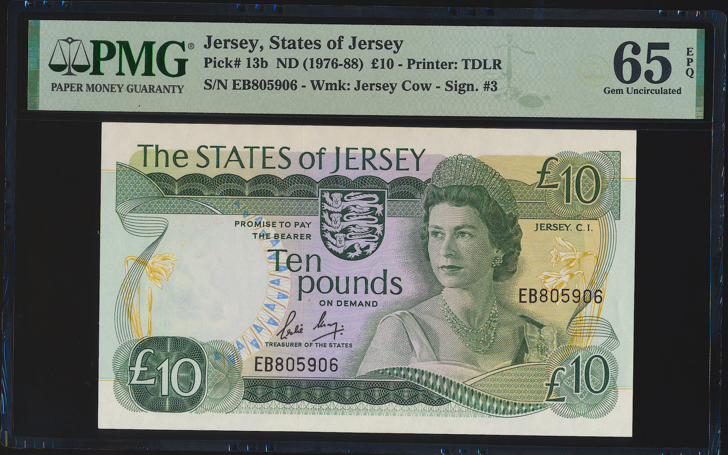 JERSEY P.13b JE32b 1983-1989 £10 GEM UNC 65 EPQ