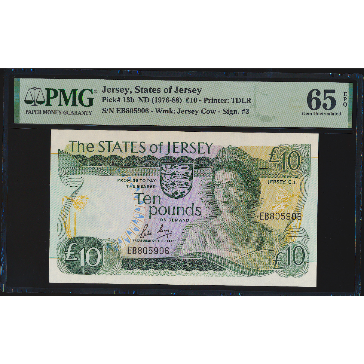 JERSEY P.13b JE32b 1983-1989 £10 GEM UNC 65 EPQ