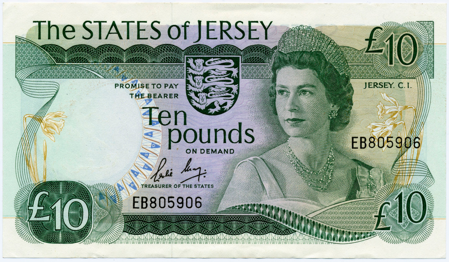 JERSEY P.13b JE32b 1983-1989 £10 GEM UNC 65 EPQ