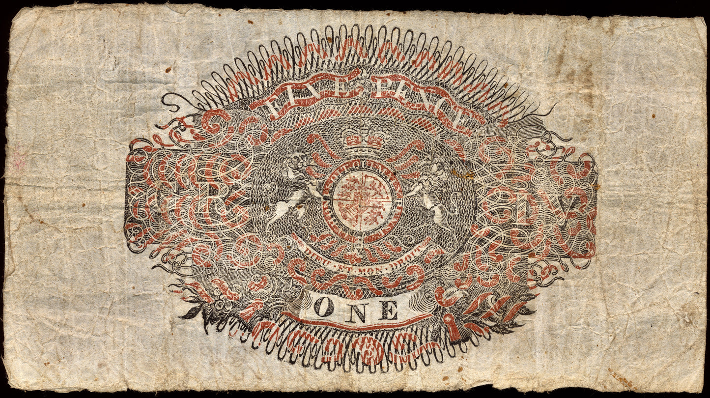 Kingsbridge Bank 1825 £1 banknote Outing 1068c