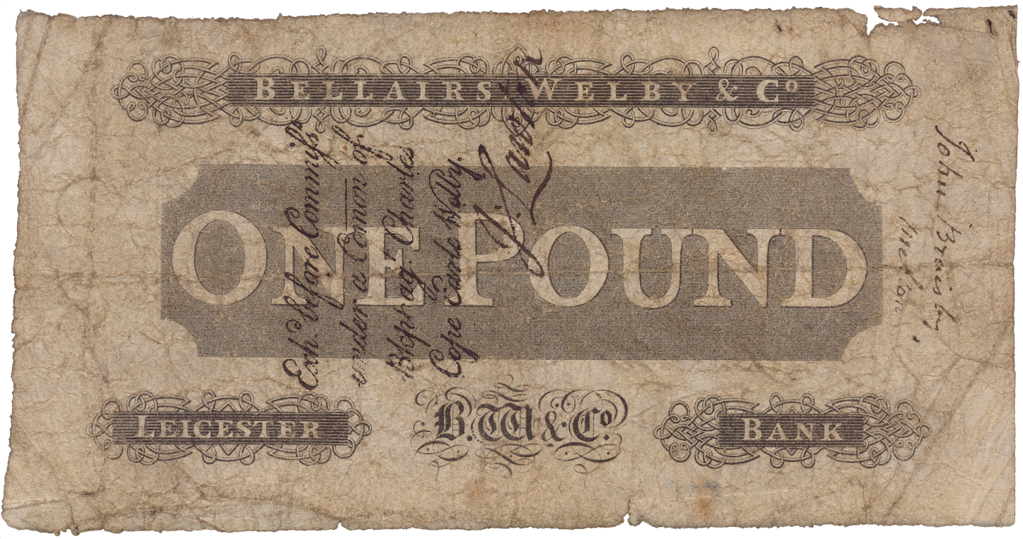 Leicester Bank 1812 £1 banknote Outing 1166a
