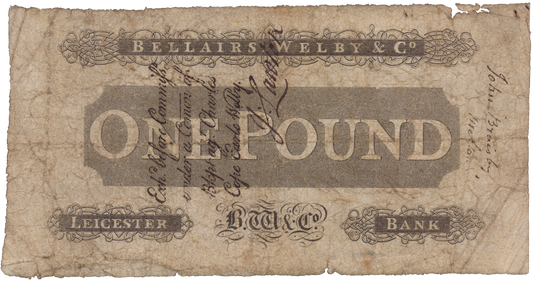 Leicester Bank 1812 £1 banknote Outing 1166a