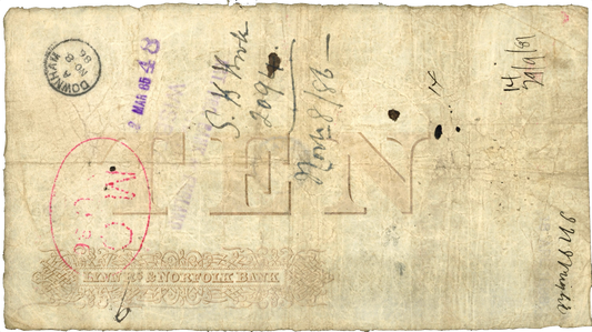 Lynn Regis & Norfolk Bank 1884 £10 banknote Outing 1075g