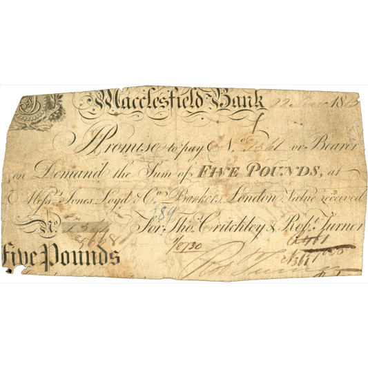 Macclesfield Bank 1815 £5 banknote Outing 1318b