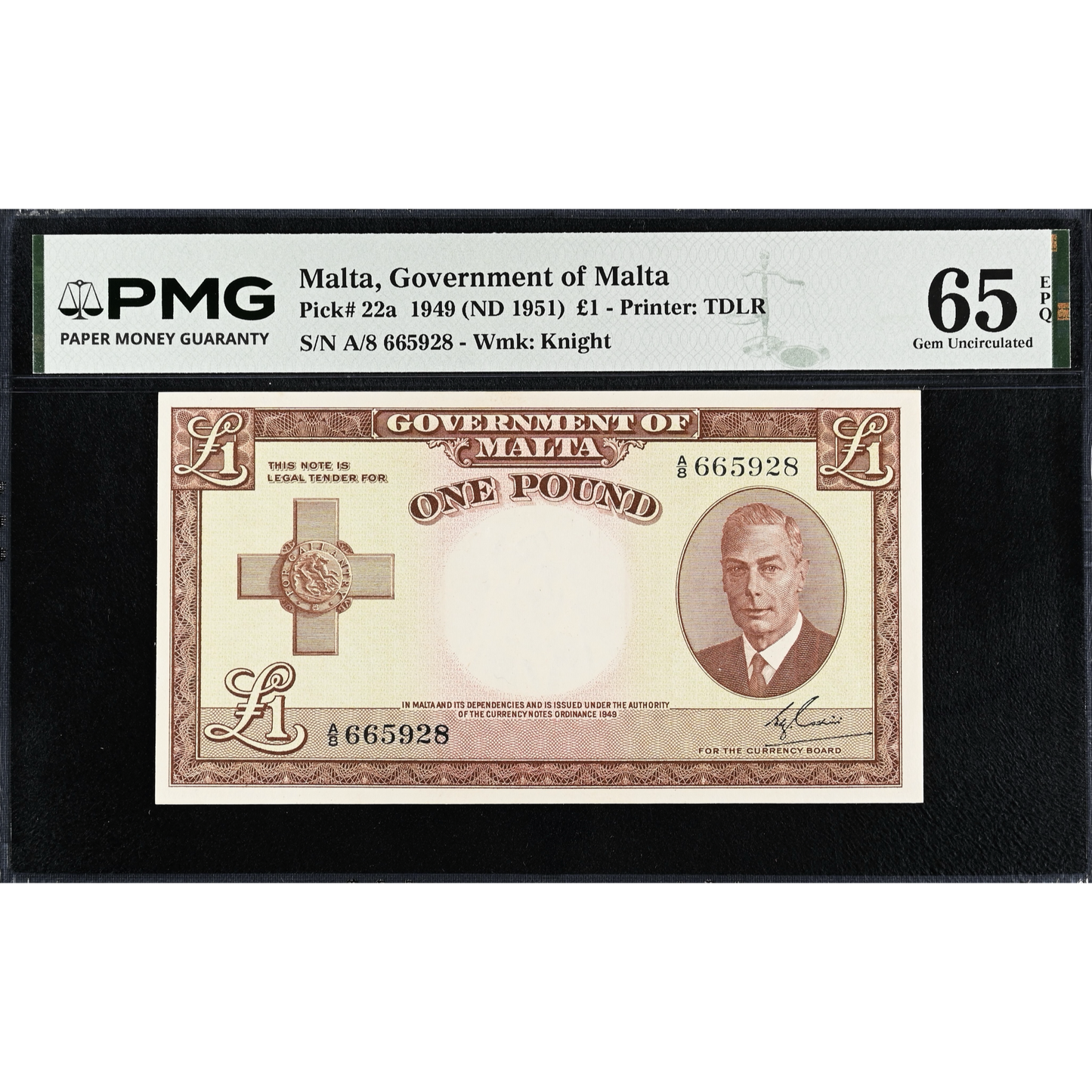 MALTA P.22a 1951 £1 First series Gem UNC 65 EPQ