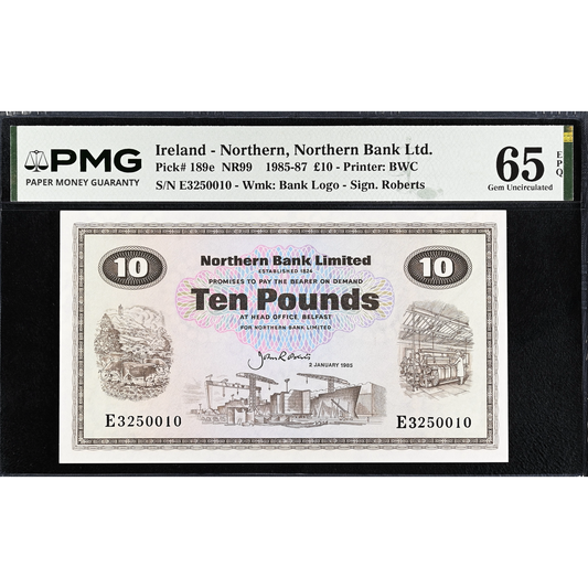 NORTHERN IRELAND P.189e NI624e 1985 Northern Bank £10 Gem UNC 65 EPQ