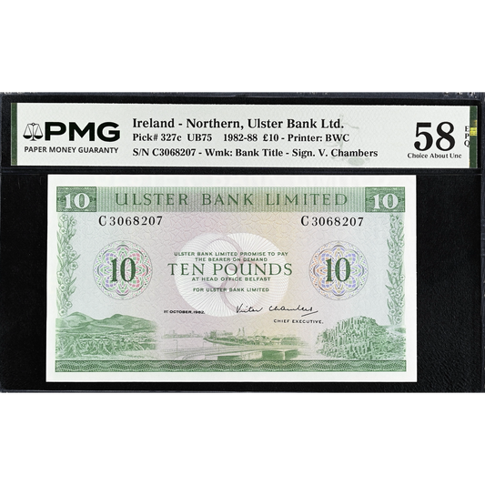 NORTHERN IRELAND P.327c NI825c 1982 Ulster Bank £10 Choice AUNC 58 EPQ