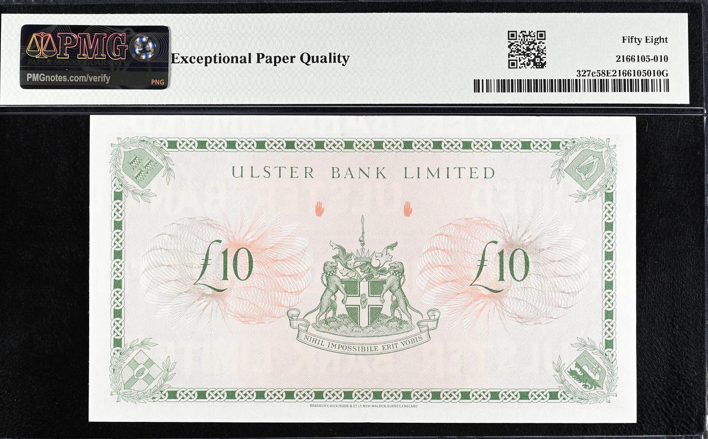 NORTHERN IRELAND P.327c NI825c 1982 Ulster Bank £10 Choice AUNC 58 EPQ