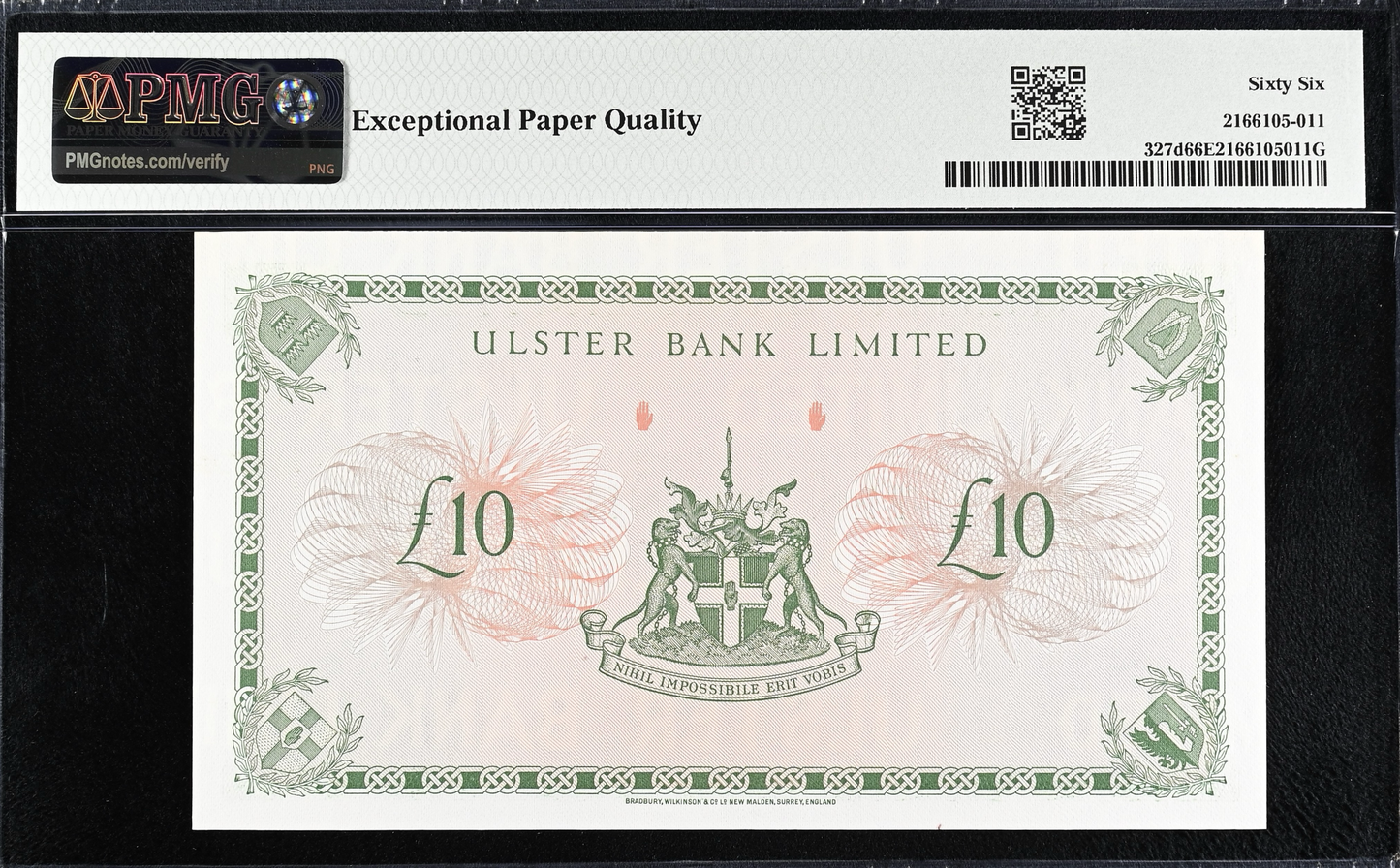 NORTHERN IRELAND P.327d NI825d 1989 Ulster Bank £10 Gem UNC 66 EPQ