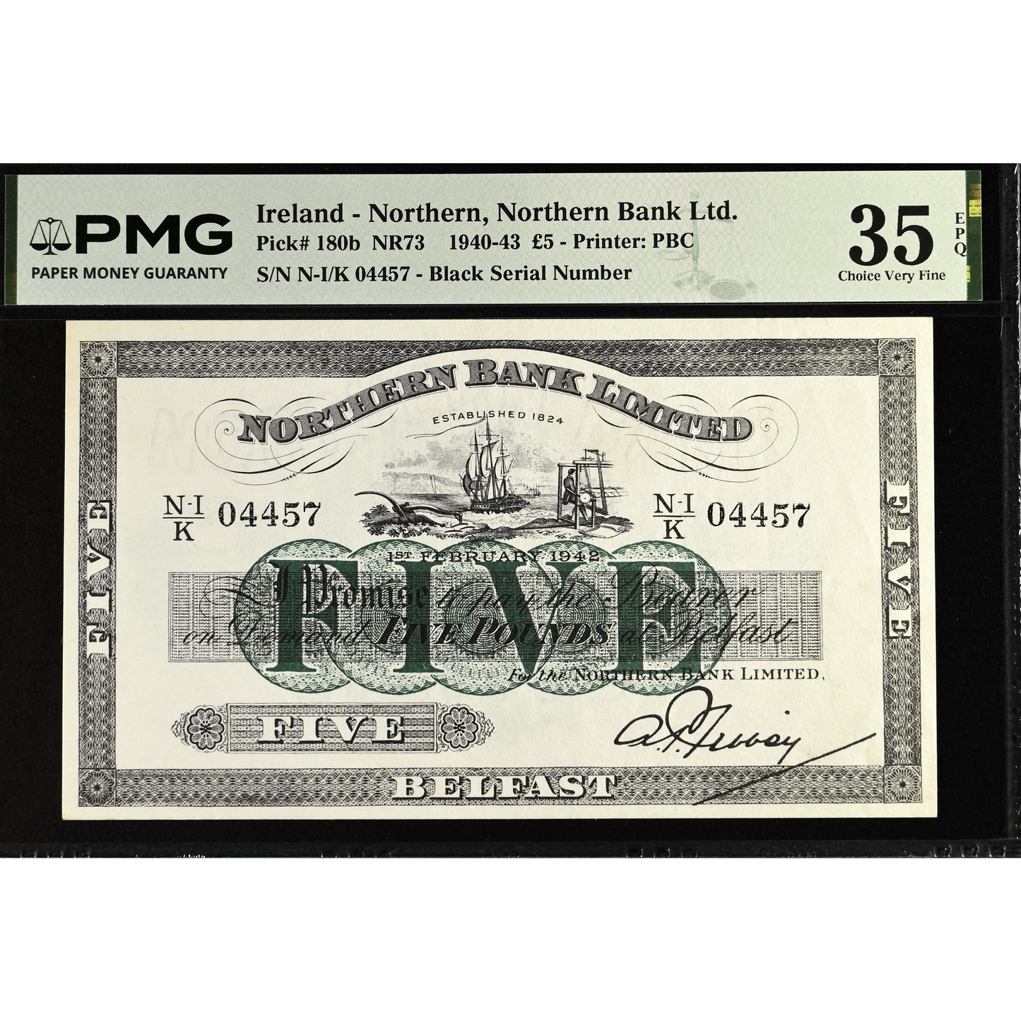 NORTHERN IRELAND P.180b NI613d 1942 Northern Bank £5 Choice VF 35 EPQ