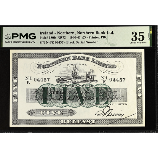 NORTHERN IRELAND P.180b NI613d 1942 Northern Bank £5 Choice VF 35 EPQ