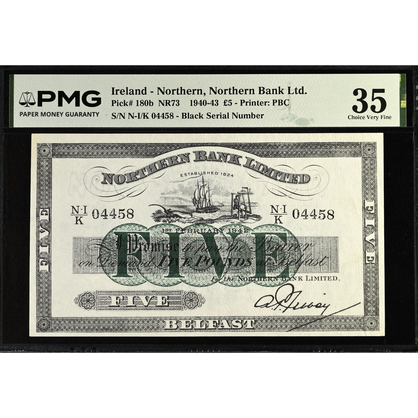 NORTHERN IRELAND P.180b NI613d 1942 Northern Bank £5 Choice VF 35