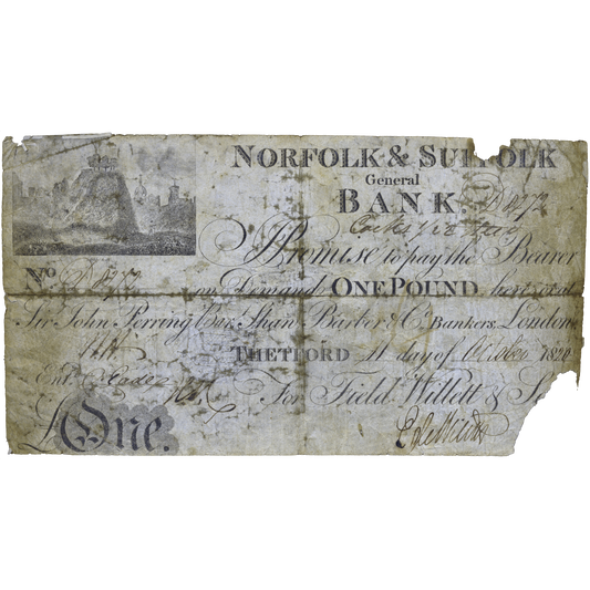 Norfolk & Suffolk General Bank 1820 £5 banknote Outing 2158a