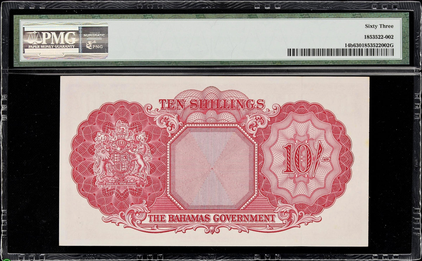 BAHAMAS P.14b 1953 10 Shillings Choice UNC 63
