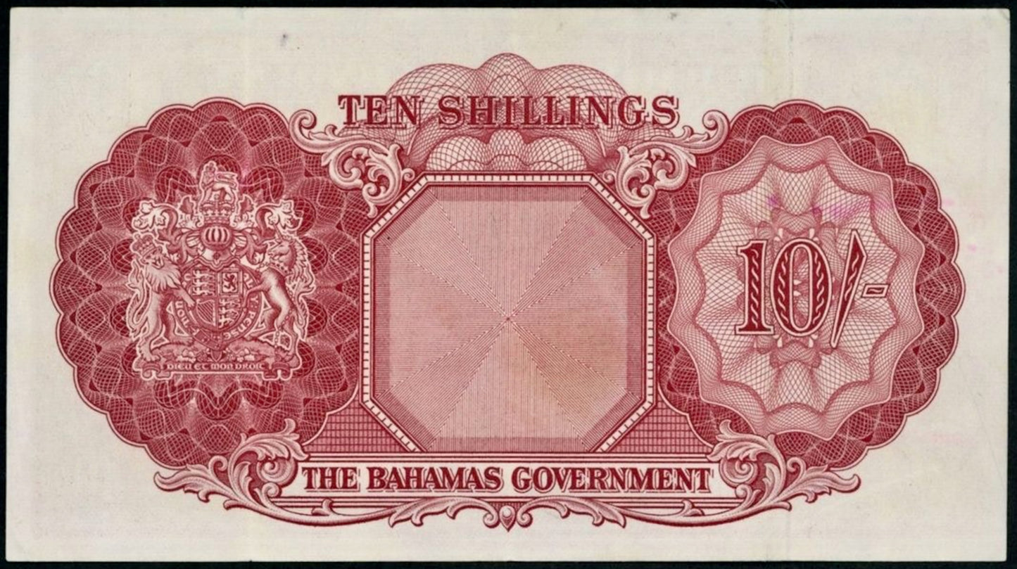 BAHAMAS P.14b 1953 10 Shillings NEF