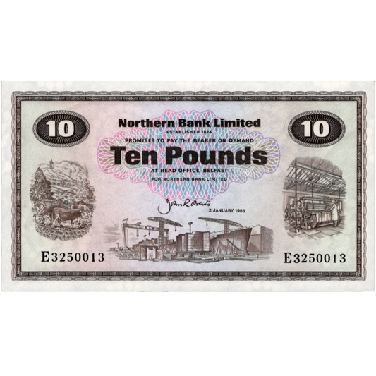 NORTHERN IRELAND P.189e NI624e 1985 Northern Bank £10 AUNC