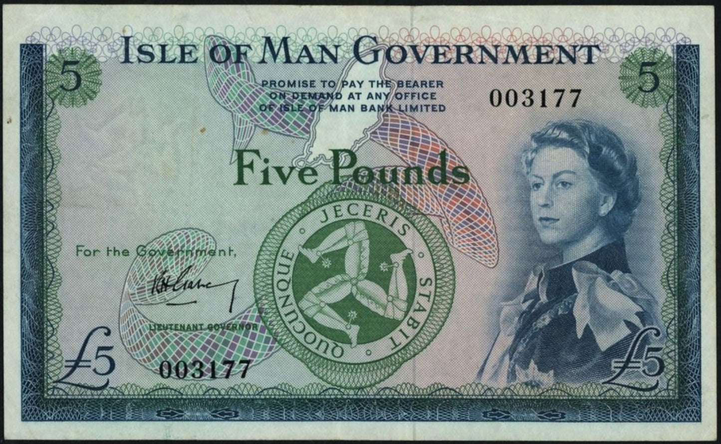 ISLE OF MAN P.26a IM41a 1961-1972 £5 AEF