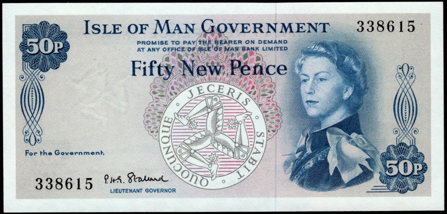 ISLE OF MAN P.27a IM22 1969-1972 50p No prefix UNC