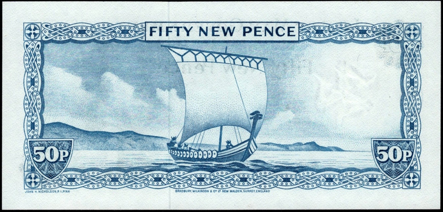ISLE OF MAN P.27a IM22 1969-1972 50p No prefix UNC