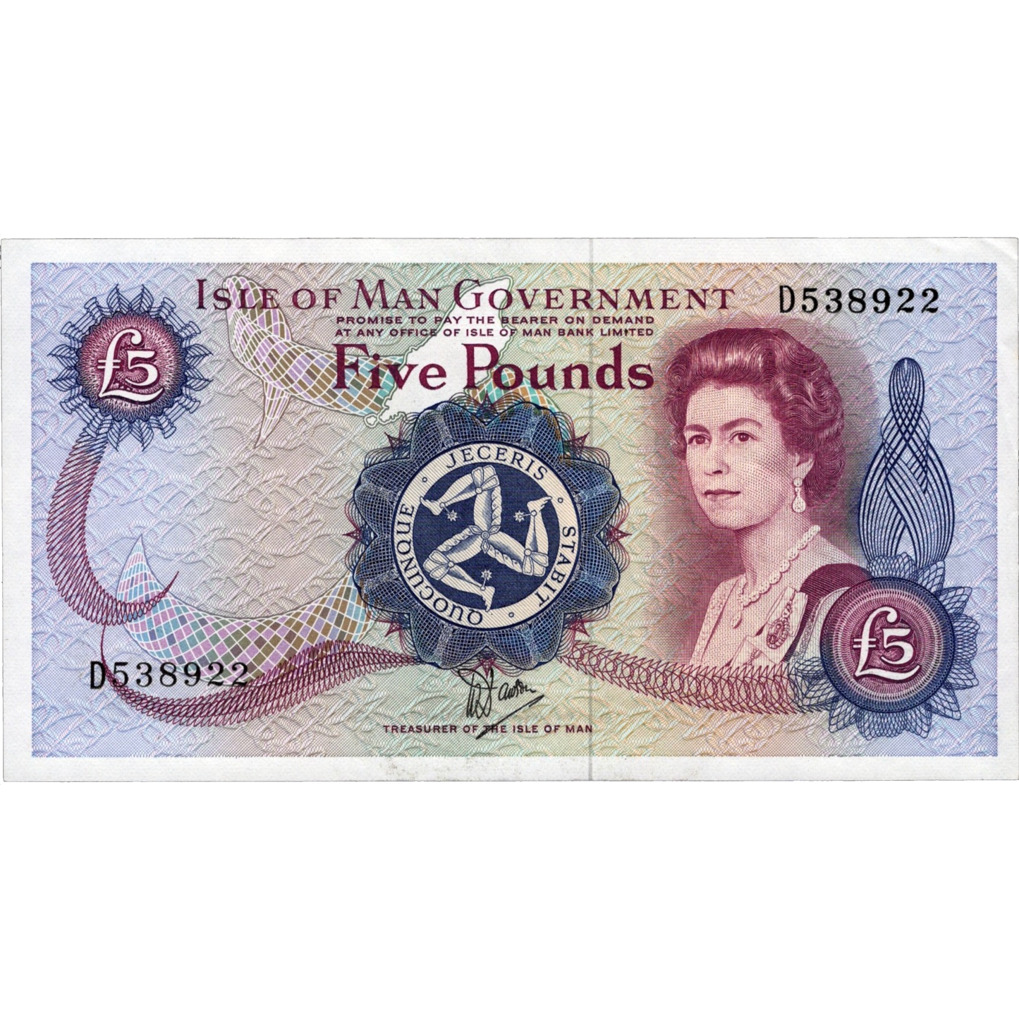 ISLE OF MAN P.30b IM42b 1972-1979 £5 CHOICE UNC