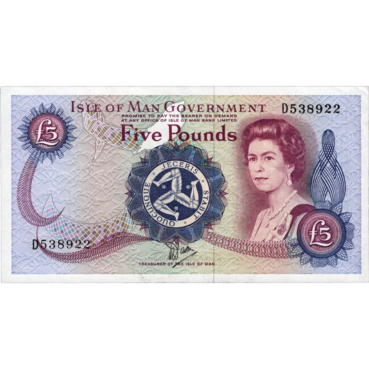 ISLE OF MAN P.30b IM42b 1972-1979 £5 CHOICE UNC