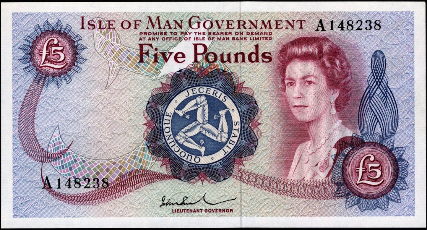 ISLE OF MAN P.35Aa IM43b 1979-1991 £5 GEF