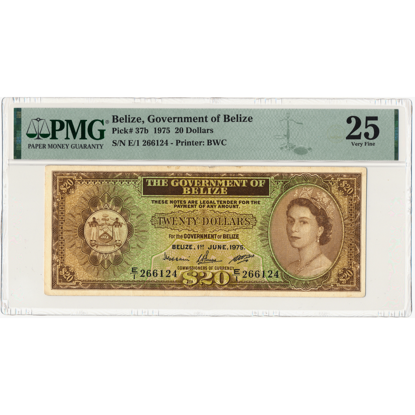 BELIZE P.37b 1975 $20 VF 25